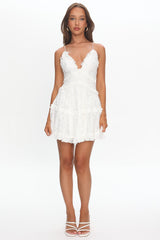 Laney Low Back Cami Strap Dress Lace White