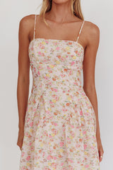 Daisy Day Basque Waist Maxi Dress Floral Pink
