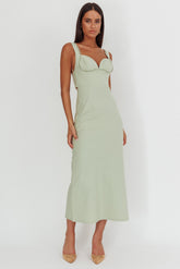 Moonlit Reverie Twist Back Maxi Dress Sage