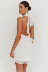 Tulips Tiered Halterneck Mini Dress White
