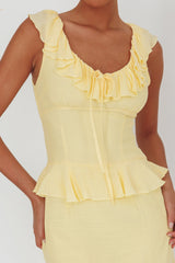Arrabel Ruffle Trim Bust Tie Maxi Dress Banana