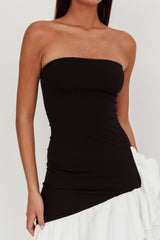 Cha Cha Strapless Thigh Split Dress Black/White