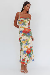 Days Ahead Mesh Overlay Maxi Dress Floral Pink