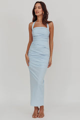 Scout Halterneck Ruched Maxi Dress Blue