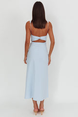 Moonlit Reverie Twist Back Maxi Dress Blue