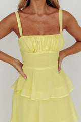 Provence Bloom Tiered Ruffle Maxi Dress Yellow