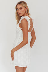 Annie Ruffle Shoulder Strap Mini Dress White