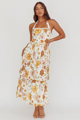 Shaya Tiered Ruffle Maxi Dress Floral Yellow