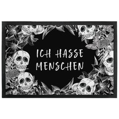 Bild: Fußmatte mit Gummilippe - Ich hasse Menschen - Totenkopf.